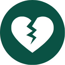 Icono de corazón roto: dolor emocional y duelo. Gestión emocional con terapias holísticas en Tenerife. Apoyo profesional personalizado. Reserva consulta online.