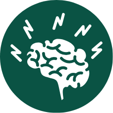 Icono de cerebro con senales de insomnio y sobrecarga. Recurso para descanso, higiene del sueno y bienestar mental en terapia holistica de Carmem Carvalho.